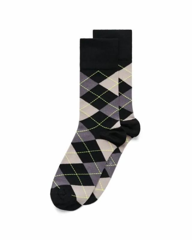 ECCO Socks-Classic Argyle Mid Cut Black