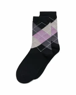 ECCO Socks-Classic Harlequin Mid-Cut Black