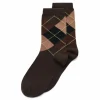 ECCO Socks-Classic Harlequin Mid-Cut Brown