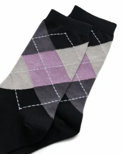 ECCO Socks-Classic Harlequin Mid-Cut Black
