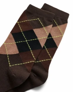 ECCO Socks-Classic Harlequin Mid-Cut Brown