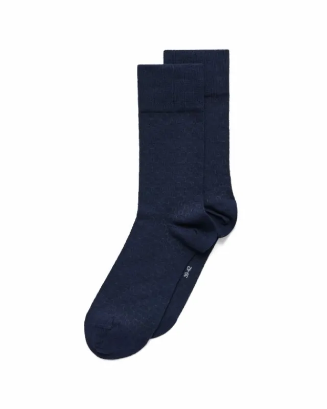 ECCO Socks-Classic Honeycomb Mid Cut Navy