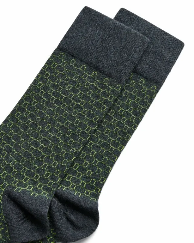 ECCO Socks-Classic Honeycomb Mid Cut Green