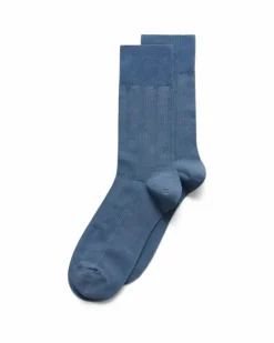 ECCO Socks-Classic Ribbed Mid-Cut Blue