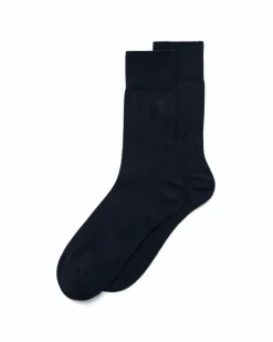ECCO Socks-Classic Ribbed Mid-Cut Navy