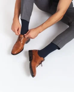 ECCO Socks-Classic Ribbed Mid-Cut Navy