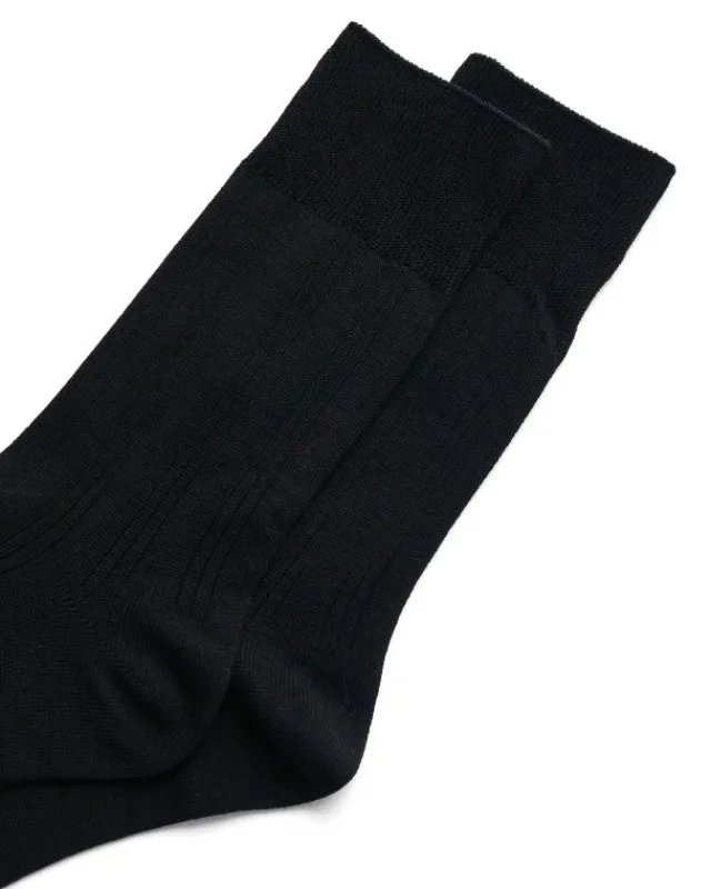ECCO Socks-Classic Ribbed Mid-Cut Black