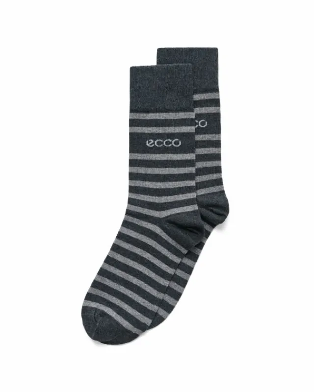 ECCO Socks-Classic Stripe Mid Cut Grey
