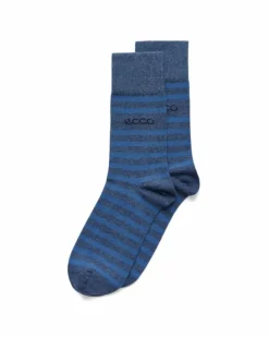 ECCO Socks-Classic Stripe Mid Cut Blue