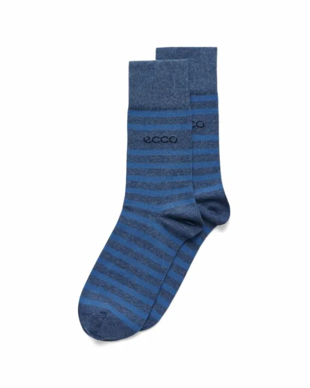 ECCO Socks-Classic Stripe Mid Cut Blue