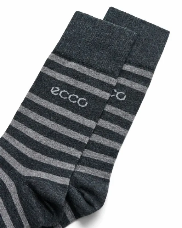 ECCO Socks-Classic Stripe Mid Cut Grey