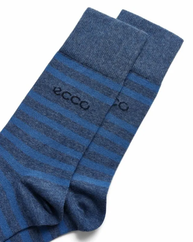 ECCO Socks-Classic Stripe Mid Cut Blue