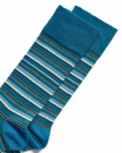 ECCO Socks-Classic Striped Mid Cut Blue