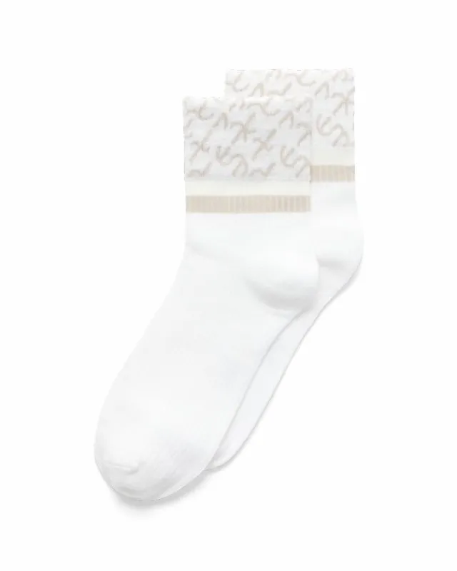 ECCO Socks-Vibe Wave Ankle-Cut White